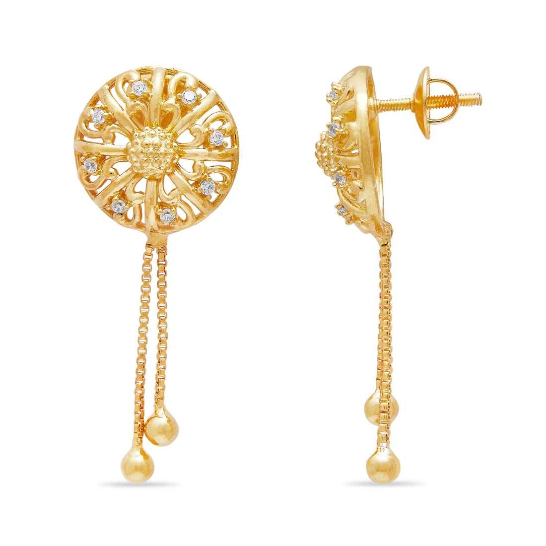 Golden Blossom Bloom 925 Sterling Silver Gold-Plated Flower Earrings - Image 5