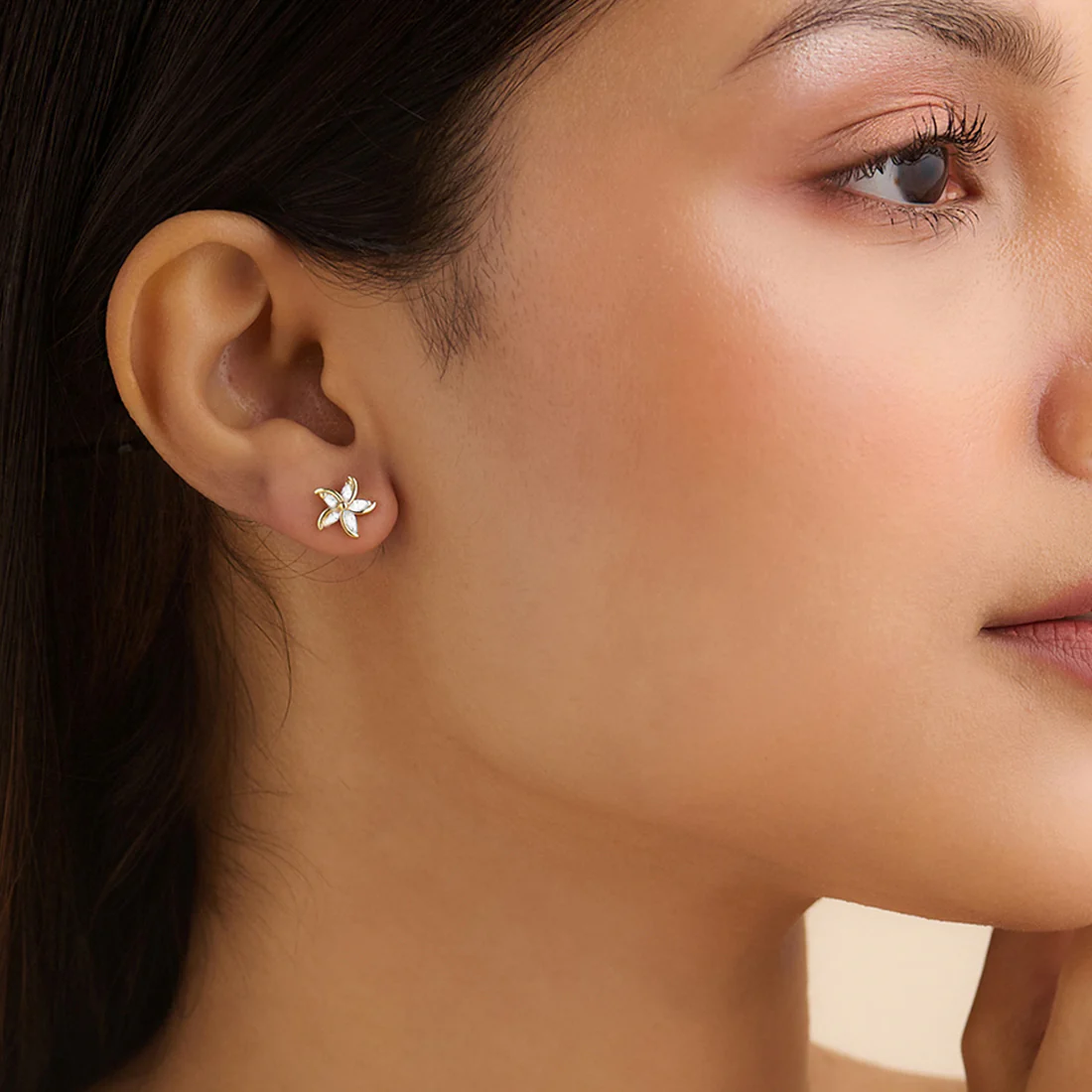 Golden Hour Bloom Stud Gold Plated Earrings - Image 3