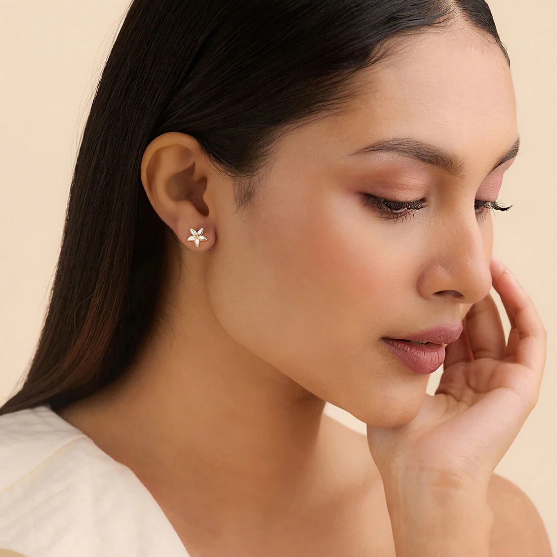 Golden Hour Bloom Stud Gold Plated Earrings - Image 4