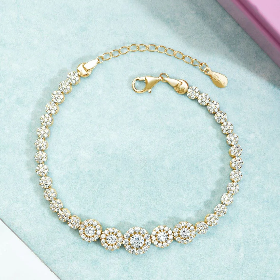 Golden Blossom Gold-Plated 925 Sterling Silver Flower Bracelet - Image 2