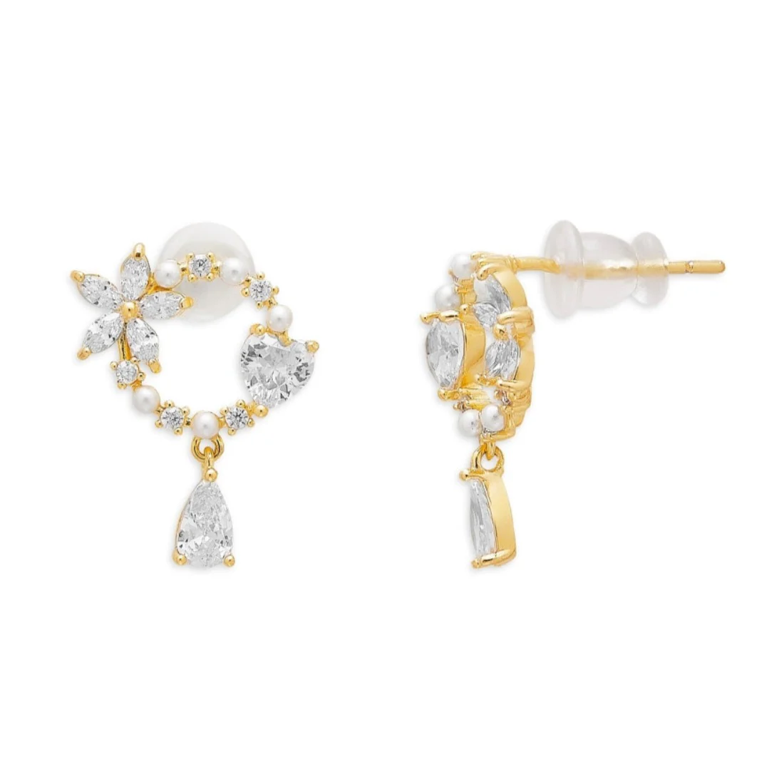 Golden Blossoms 925 Sterling Silver Gold-Plated Flower Earrings - Image 3