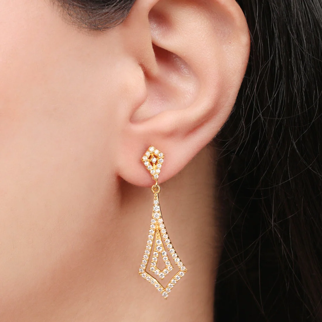 Golden Cascade Brilliance 925 Sterling Silver Gold-Plated Earrings - Image 2