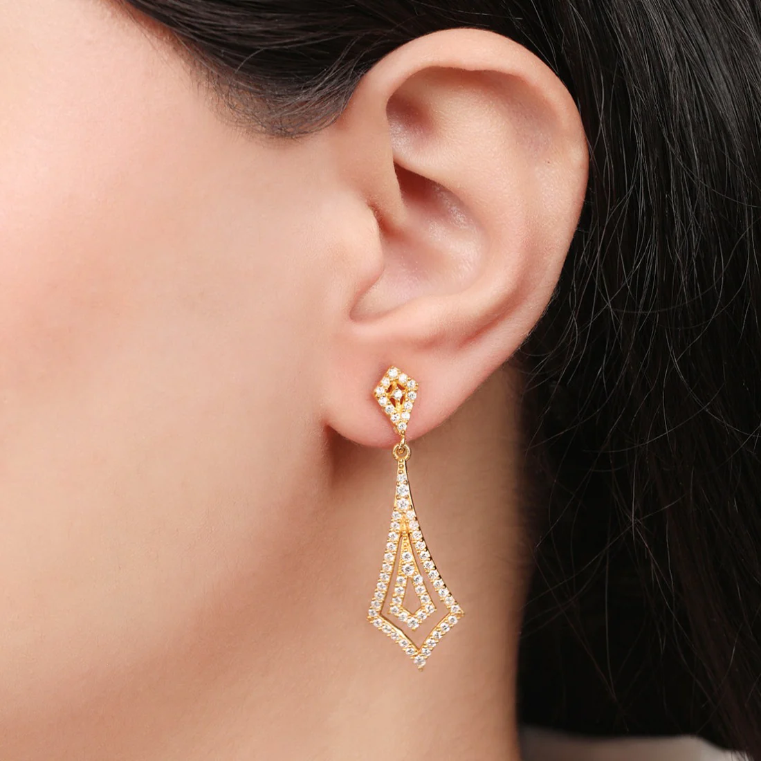Golden Cascade Brilliance 925 Sterling Silver Gold-Plated Earrings - Image 3