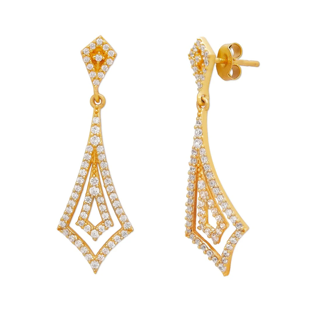 Golden Cascade Brilliance 925 Sterling Silver Gold-Plated Earrings - Image 4
