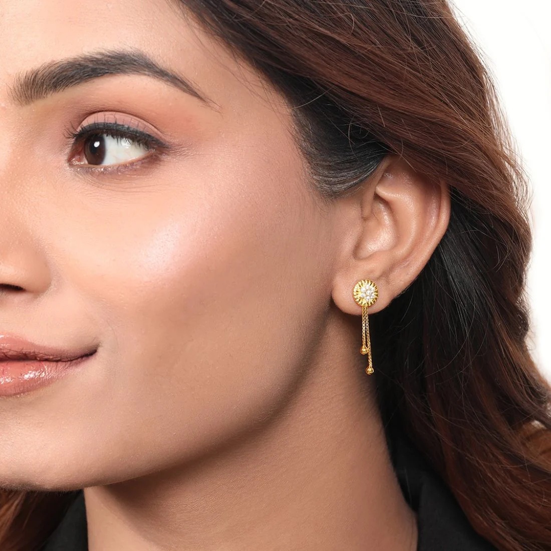 Polished Circular Gold Plated 925 Sterling Silver Drop Earrings - Image 3