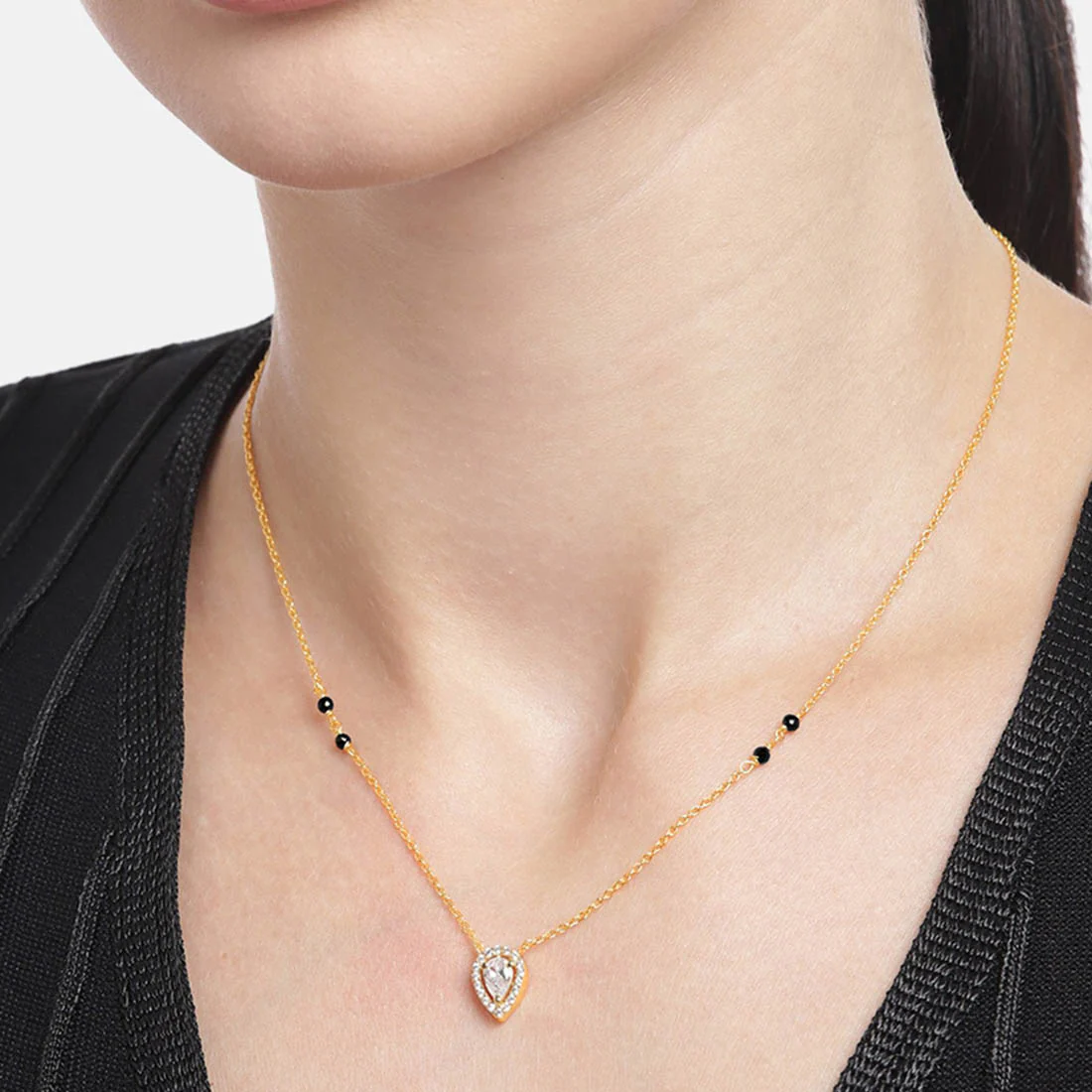 Golden Elegance 925 Sterling Silver Gold-Plated Beaded Mangalsutra - Image 2
