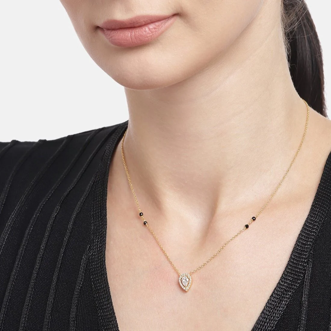 Golden Elegance 925 Sterling Silver Gold-Plated Beaded Mangalsutra - Image 3