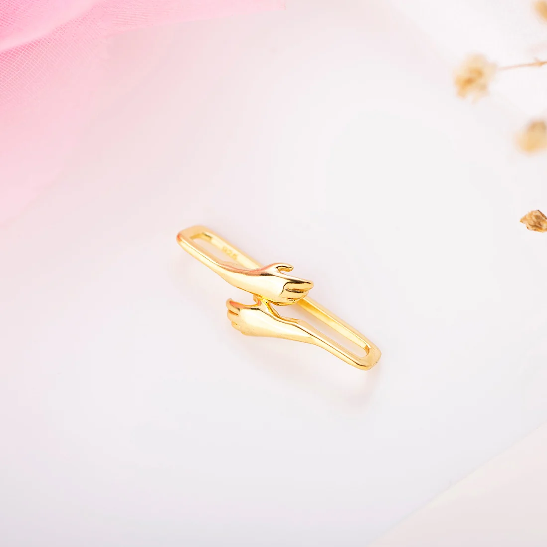 Golden Embrace 925 Sterling Silver Gold-Plated Hug Watch Charm