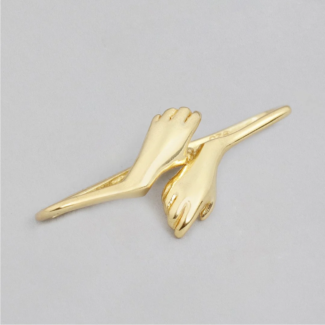 Golden Embrace 925 Sterling Silver Gold-Plated Hug Watch Charm - Image 3