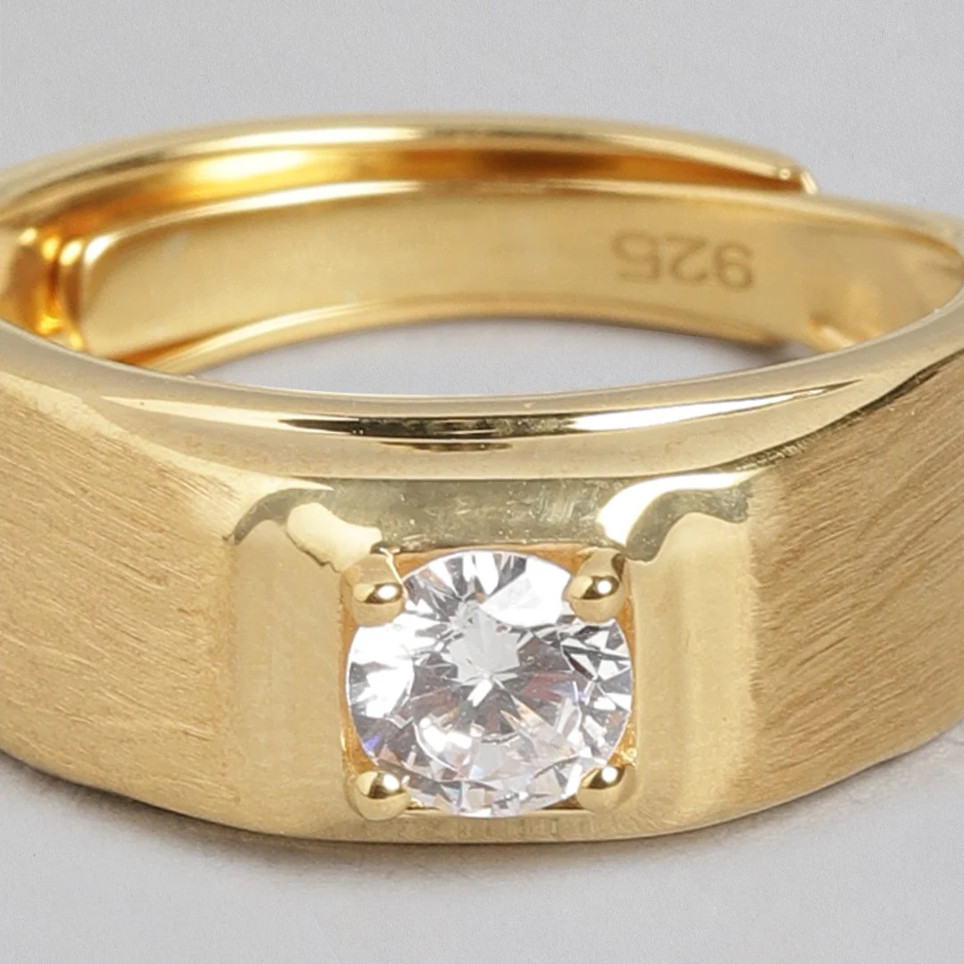 Golden Eternity 925 Sterling Silver Gold-Plated Couple Ring (Adjustable) - Image 11