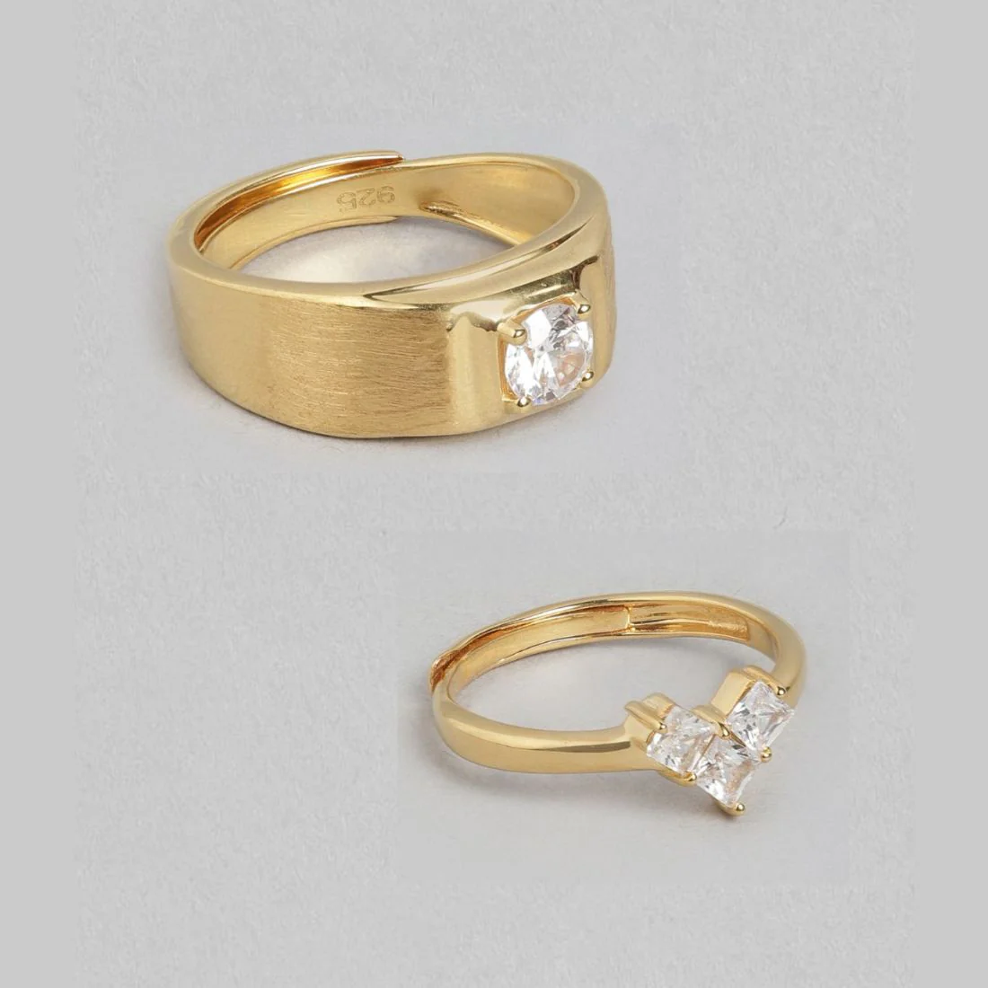 Golden Eternity 925 Sterling Silver Gold-Plated Couple Ring (Adjustable) - Image 6