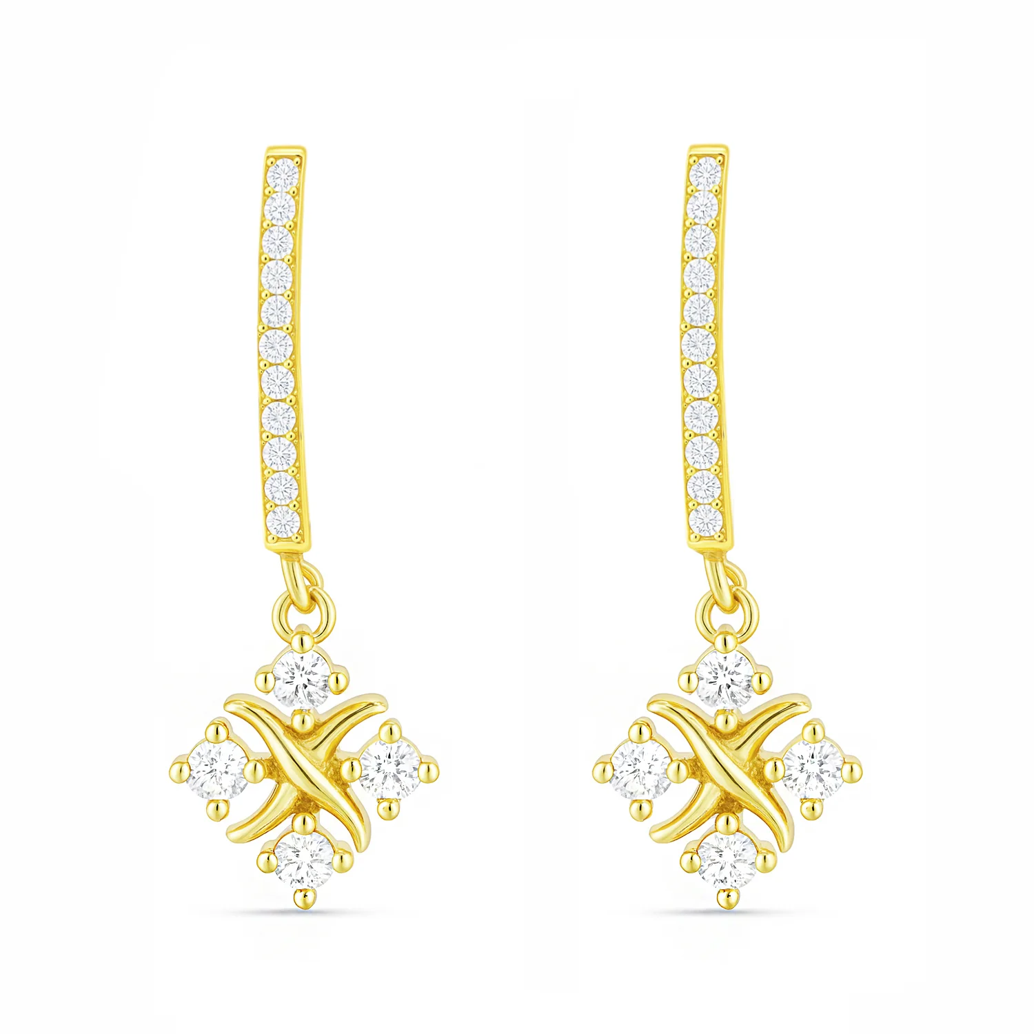 Golden Flowerfall Silver Hoop Gold Plated Earrings - Image 8