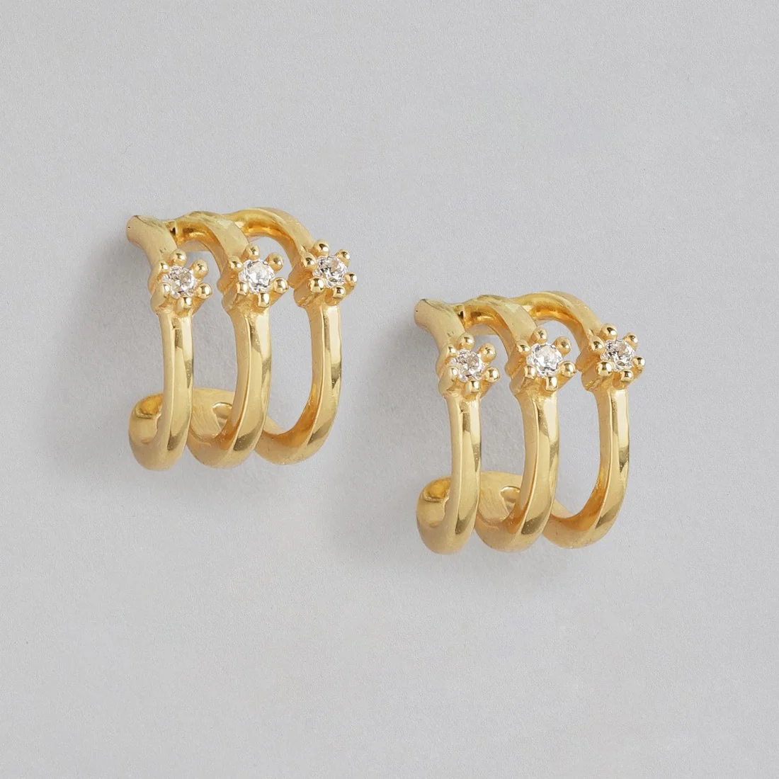 Golden Glamour Cubic Zirconia 925 Sterling Silver Earcuff - Image 2