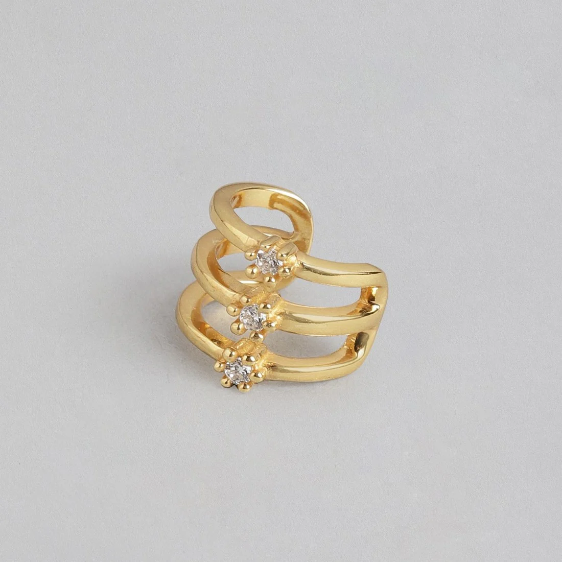 Golden Glamour Cubic Zirconia 925 Sterling Silver Earcuff - Image 5