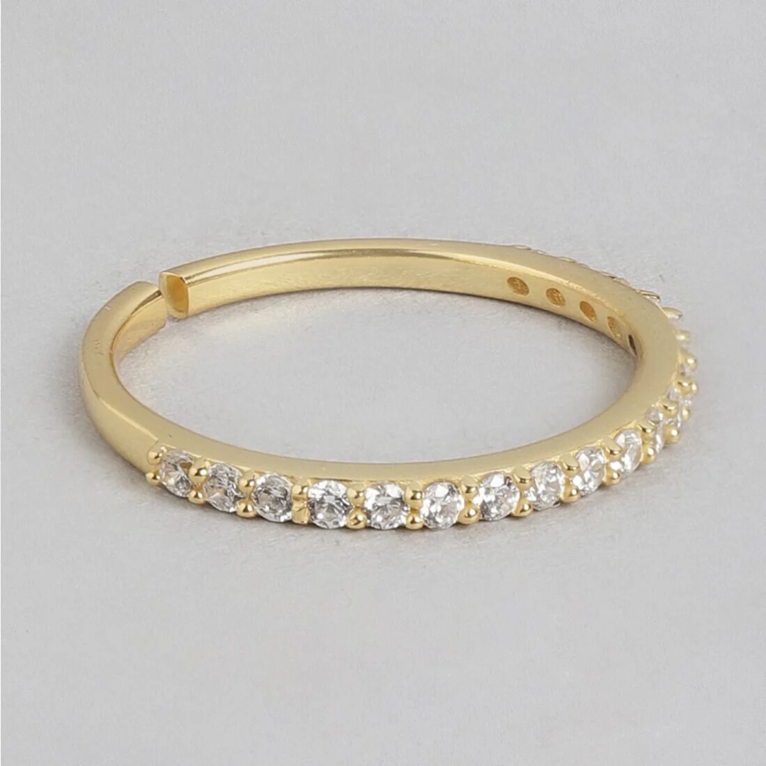 Golden Glamour Cubic Zirconia Gold Plated Sterling Silver Ring (Adjustable) - Image 6