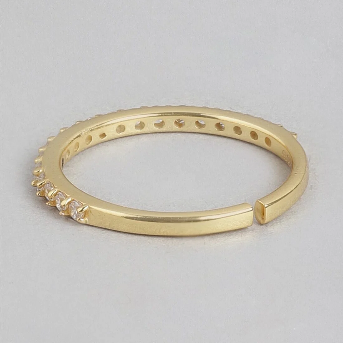Golden Glamour Cubic Zirconia Gold Plated Sterling Silver Ring (Adjustable) - Image 7
