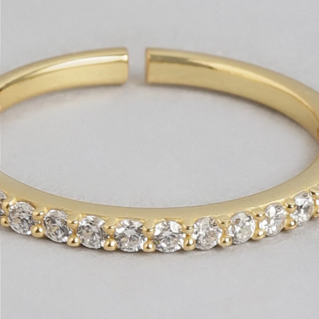 Golden Glamour Cubic Zirconia Gold Plated Sterling Silver Ring (Adjustable) - Image 8