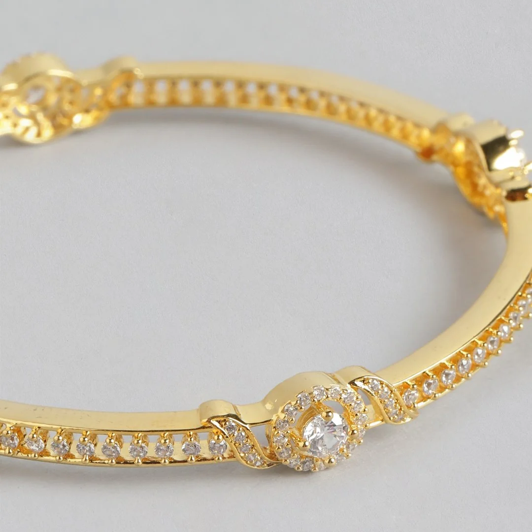 Golden Glamour Sparkling Gold-Plated Bangle in 925 Sterling Silver - Image 10
