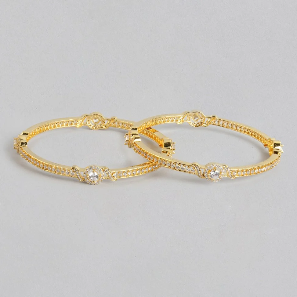 Golden Glamour Sparkling Gold-Plated Bangle in 925 Sterling Silver - Image 8
