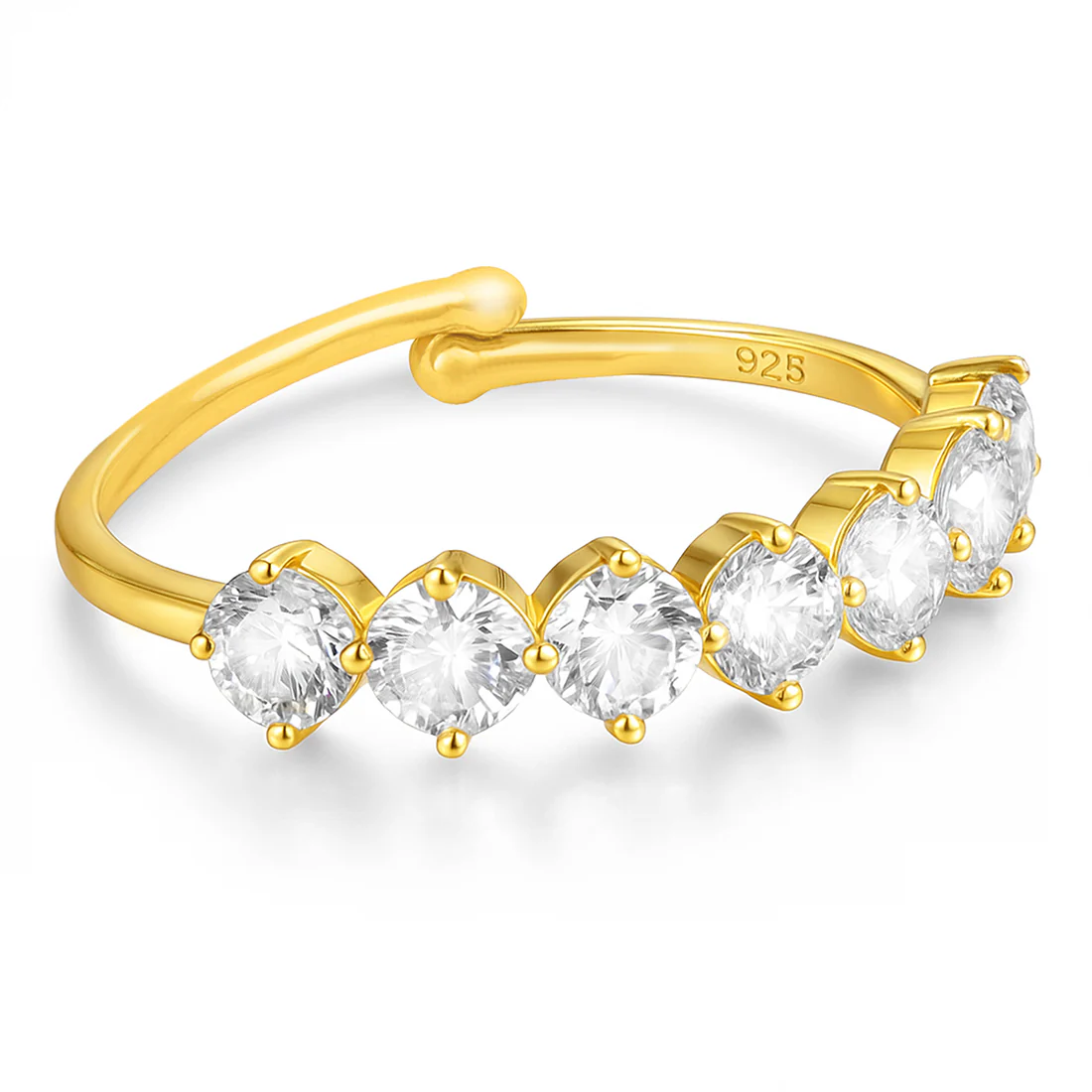 Golden Glow CZ Studded Gold Plated 925 Sterling Silver Ring - Image 5