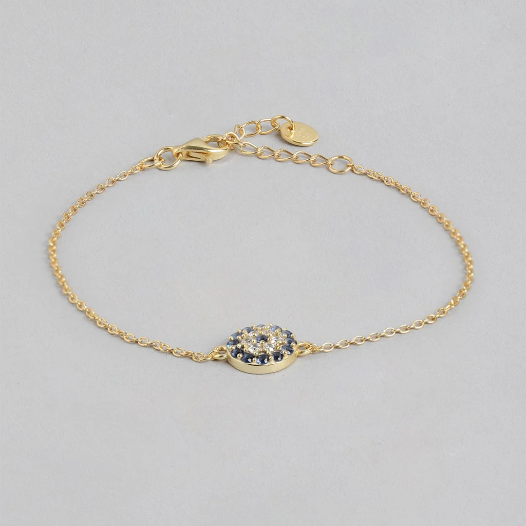 Golden Guardian Eye CZ 925 Sterling Silver Gold-Plated Bracelet - Image 4
