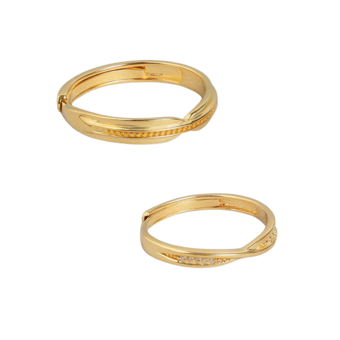 Golden Harmony Gold-Plated 925 Sterling Silver CZ Couple Ring (Adjustable) - Image 5