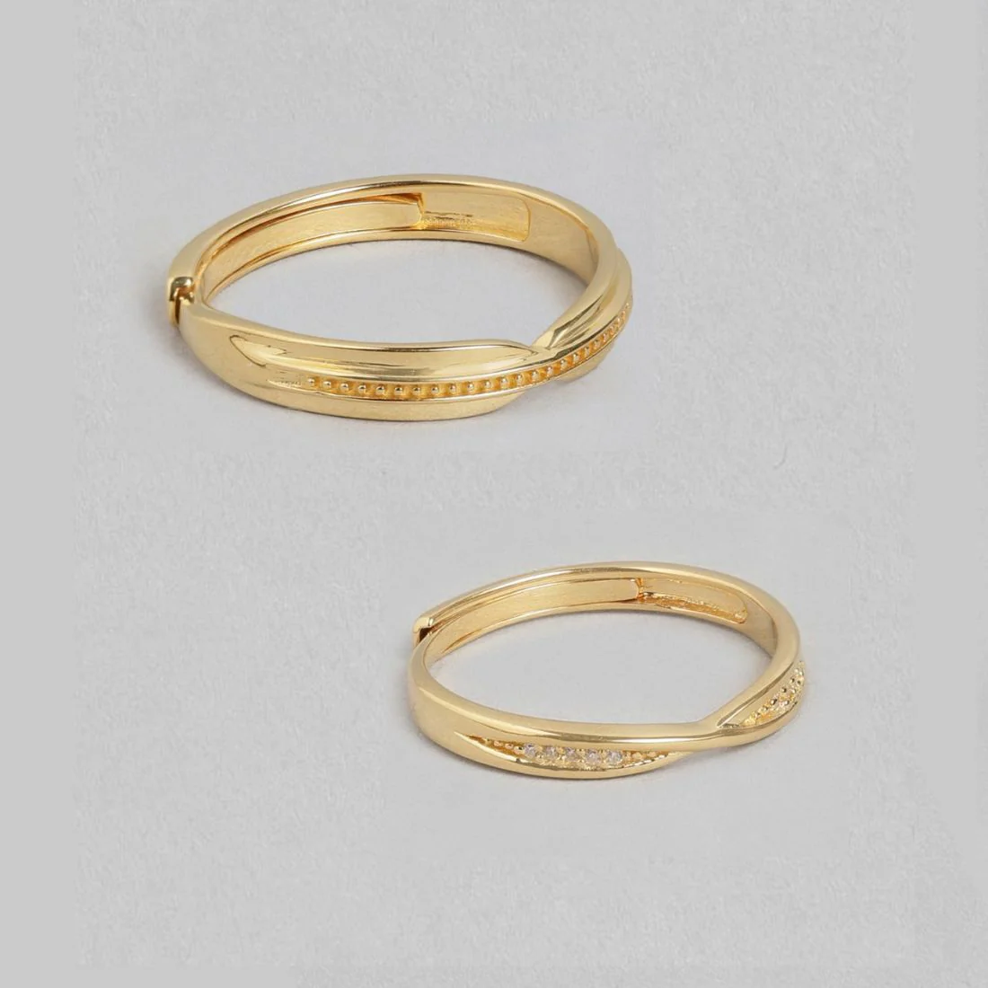 Golden Harmony Gold-Plated 925 Sterling Silver CZ Couple Ring (Adjustable) - Image 6