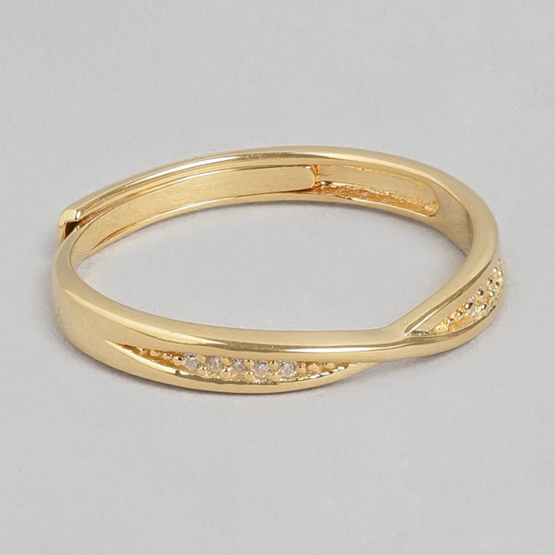 Golden Harmony Gold-Plated 925 Sterling Silver CZ Couple Ring (Adjustable) - Image 7