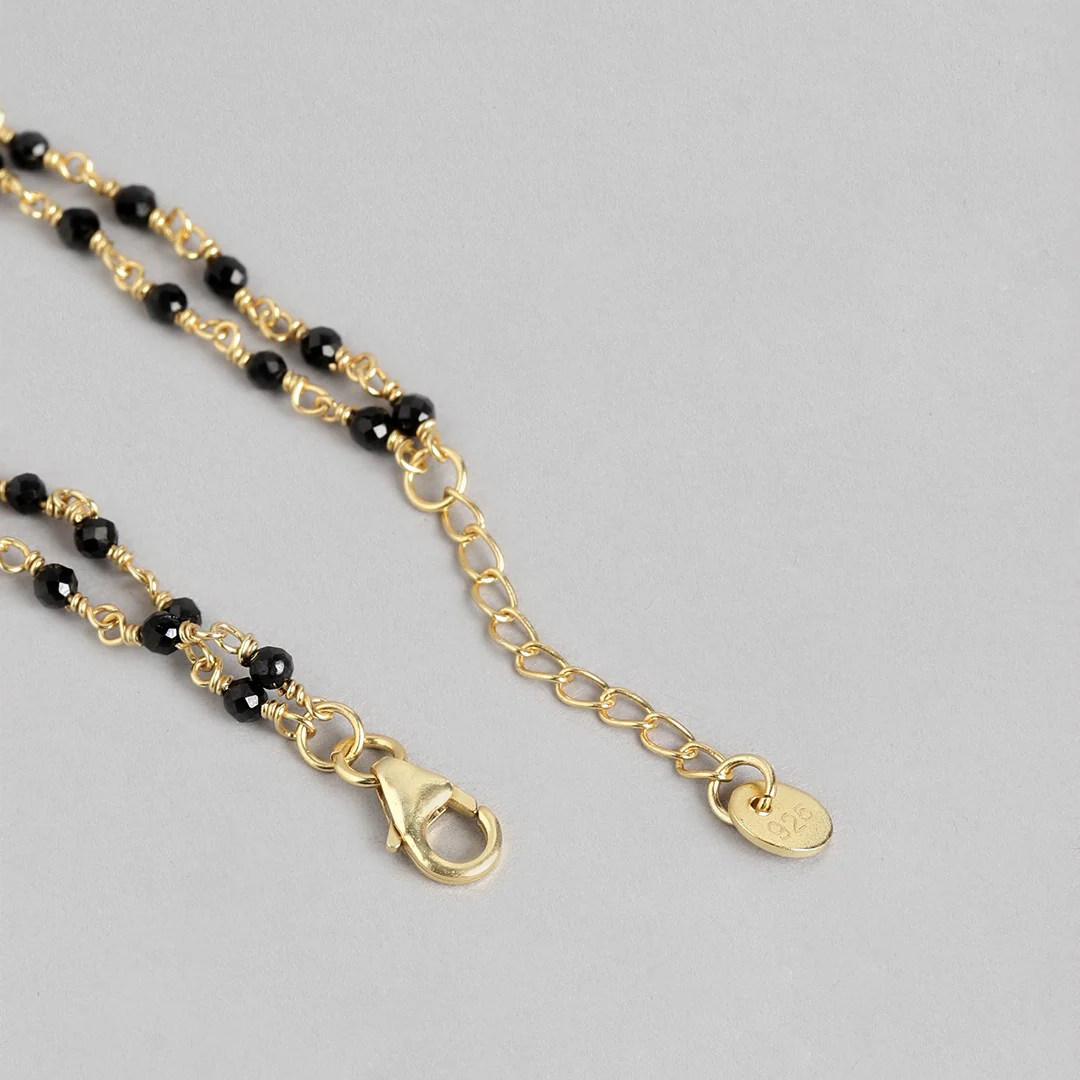 Golden Linkage Gold-Plated 925 Sterling Silver Bracelet with Beaded Chain - Image 6
