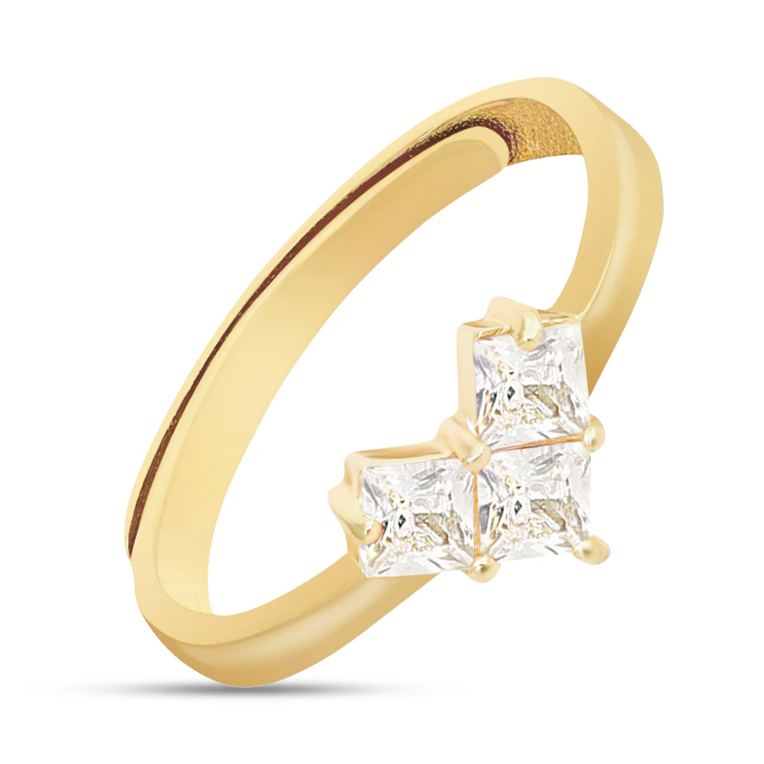 Golden Love Cubic Zirconia Gold-Plated 925 Sterling Silver Ring (Adjustable) - Image 5