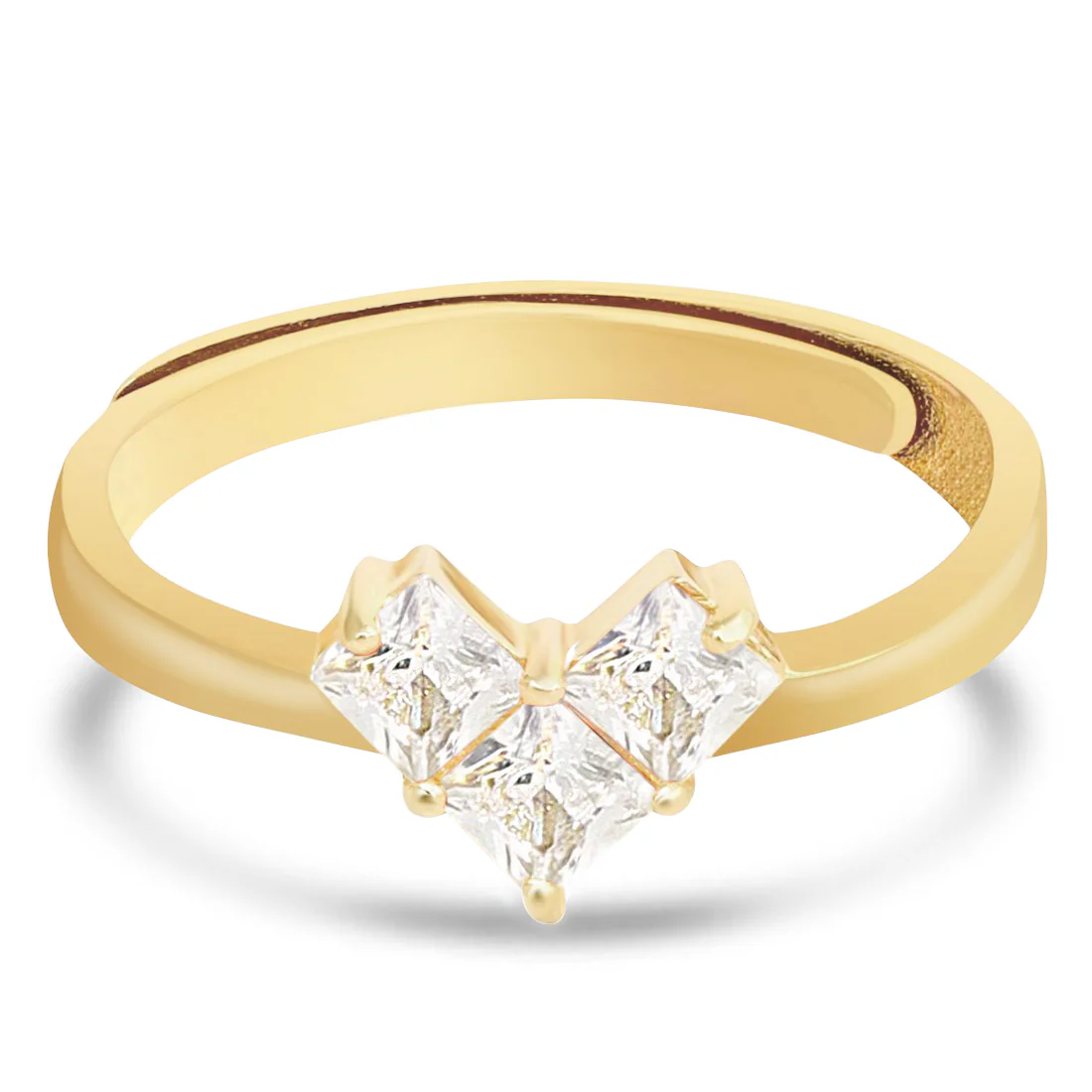 Golden Love Cubic Zirconia Gold-Plated 925 Sterling Silver Ring (Adjustable) - Image 6