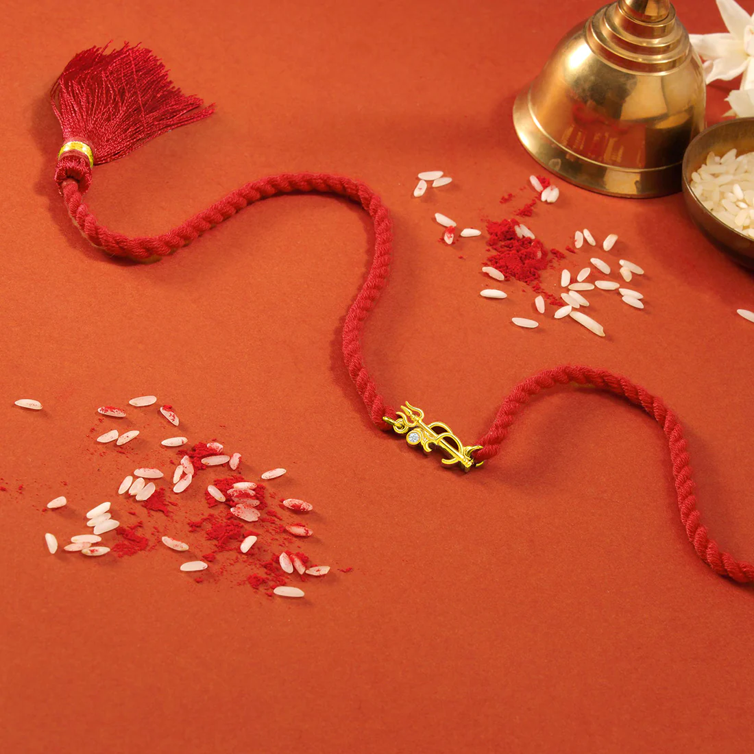 Golden Om Bond Gold-Plated 925 Sterling Silver Rakhi with Tassle - Image 7