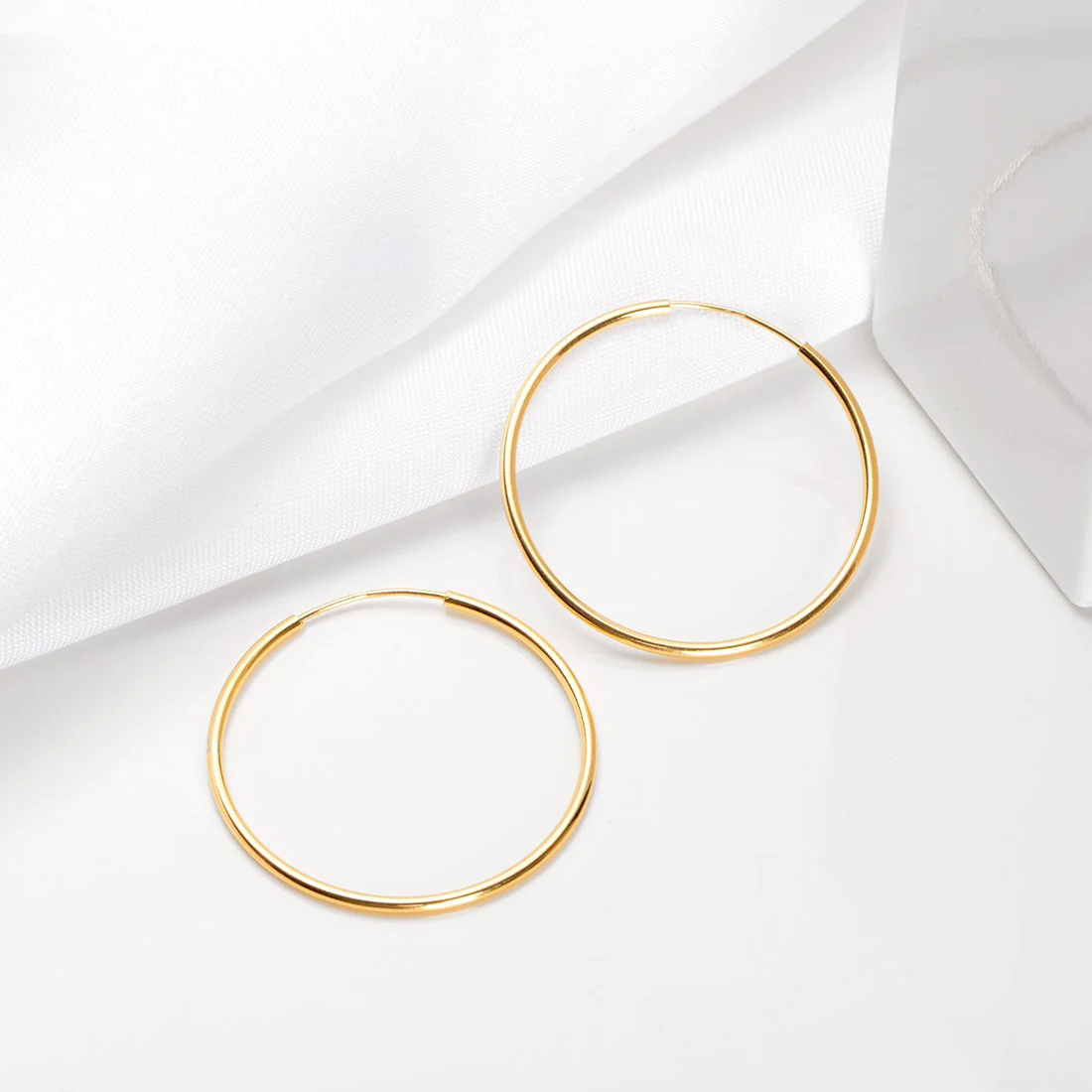 Golden Radiance 925 Sterling Silver Hoop Earrings - Image 2