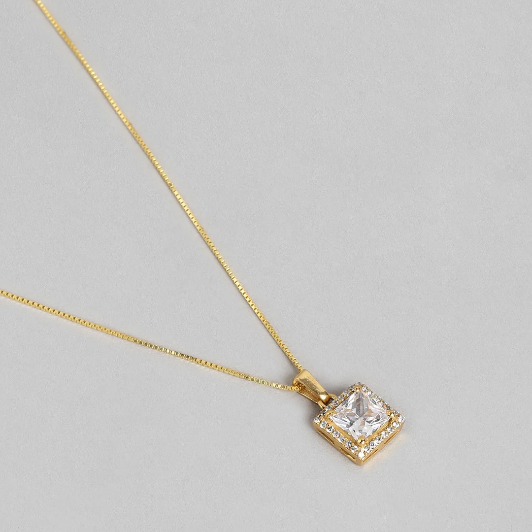 Golden Radiance Adjustable Gold-Plated CZ 925 Sterling Silver Pendant with Chain - Image 6