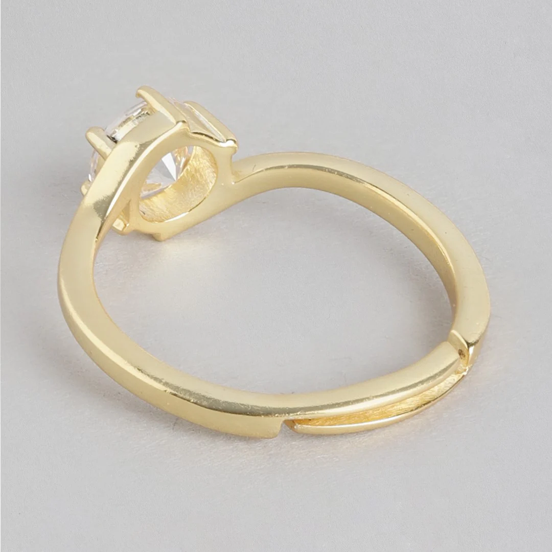 Golden Solace 925 Sterling Silver Gold-Plated Solitaire Women's Ring (Adjustable) - Image 6