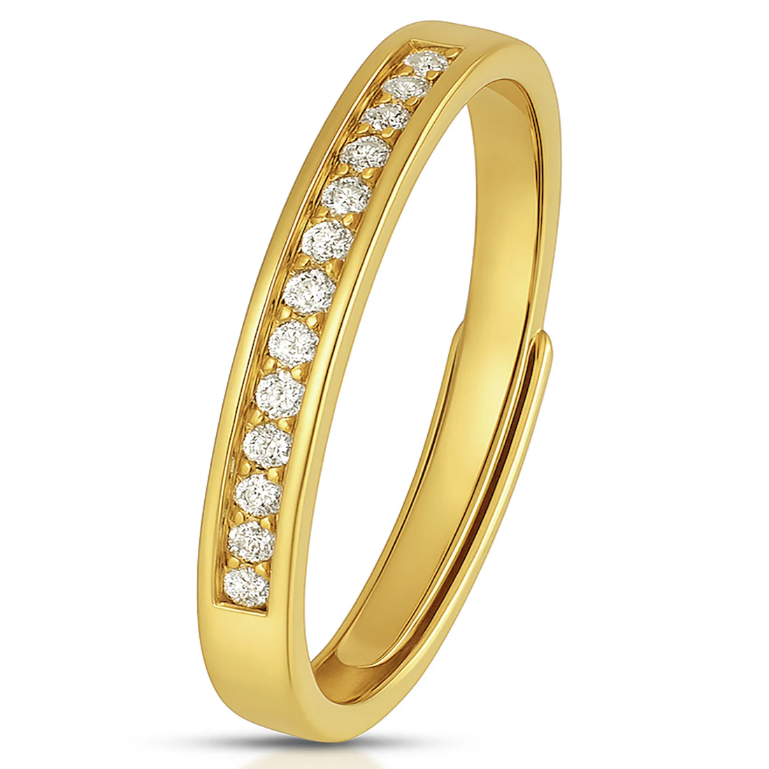 Golden Splendor One Line CZ Gold Plated 925 Sterling Silver Ring (Adjustable) - Image 3