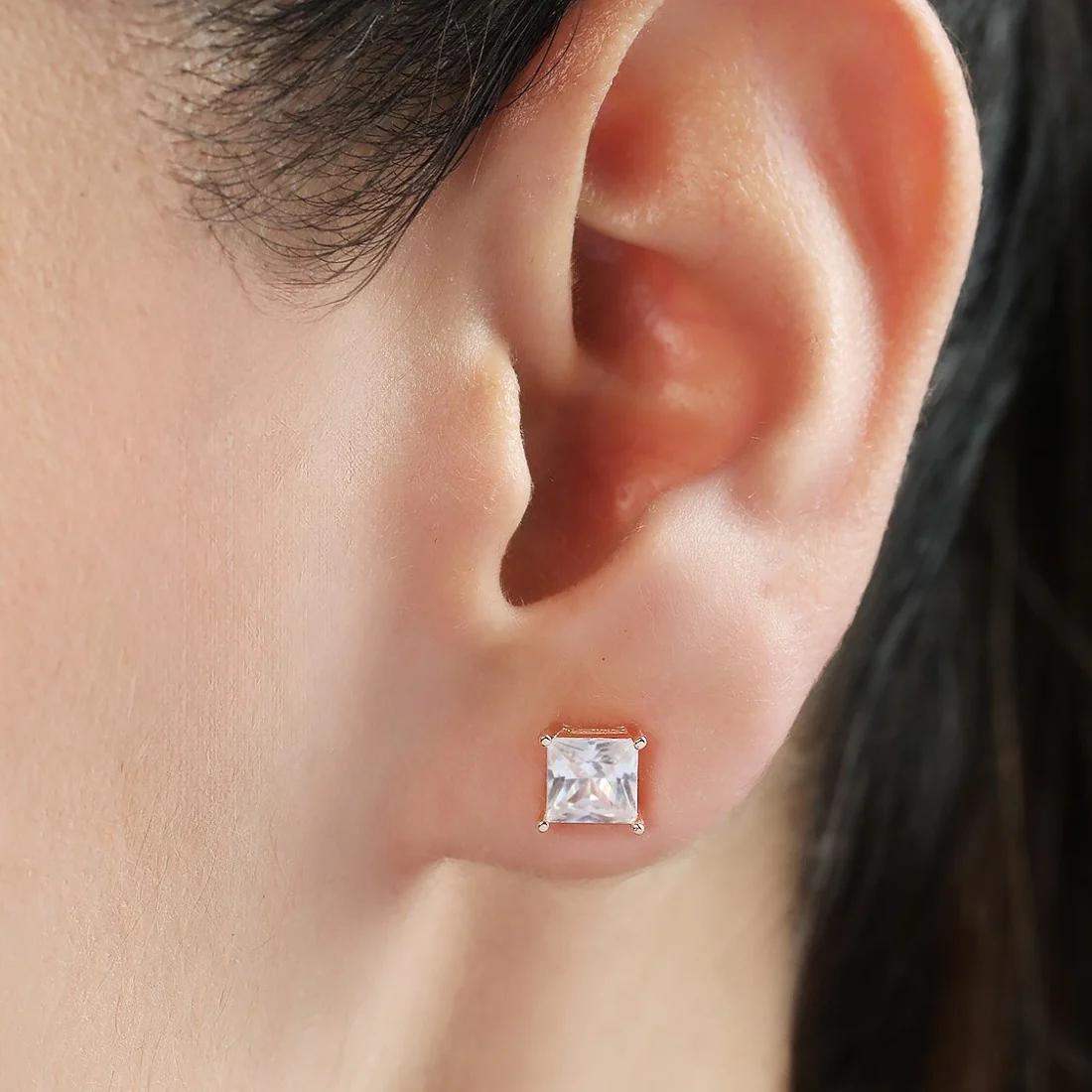 Golden Symmetry Rose Gold-Plated 925 Sterling Silver Square Earrings - Image 2