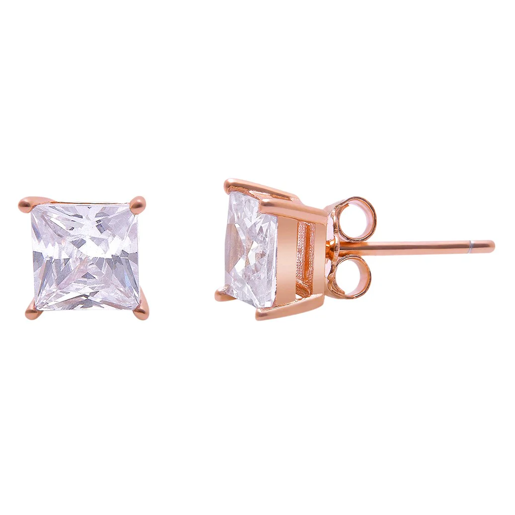 Golden Symmetry Rose Gold-Plated 925 Sterling Silver Square Earrings - Image 3