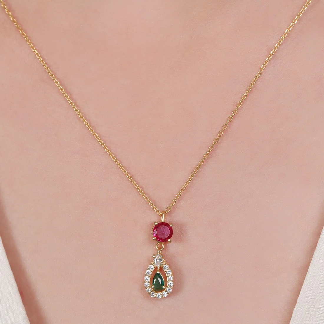 Golden Tears 925 Sterling Silver Gold-Plated Tear Drop Necklace - Image 2