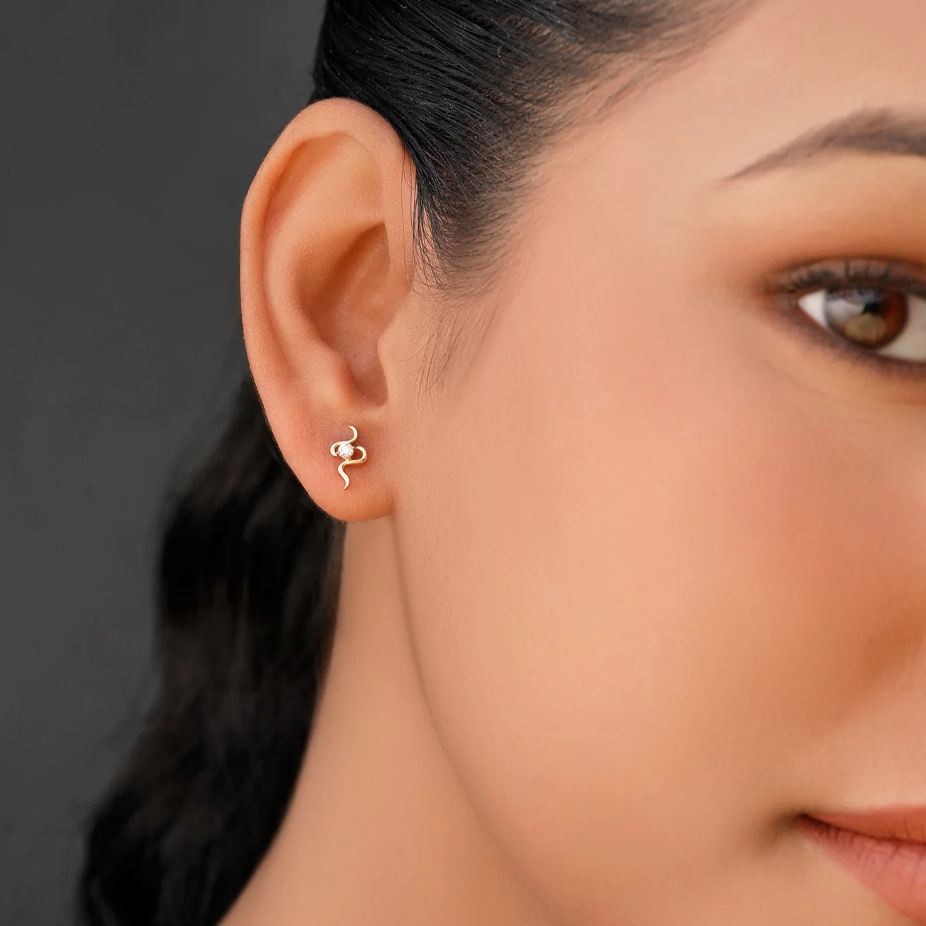Gold Wave Earrings with Lab-Grown Diamonds - Image 3