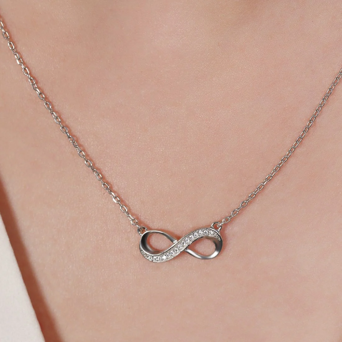 Infinity Rhodium Plated 925 Sterling Silver Necklace - Image 3