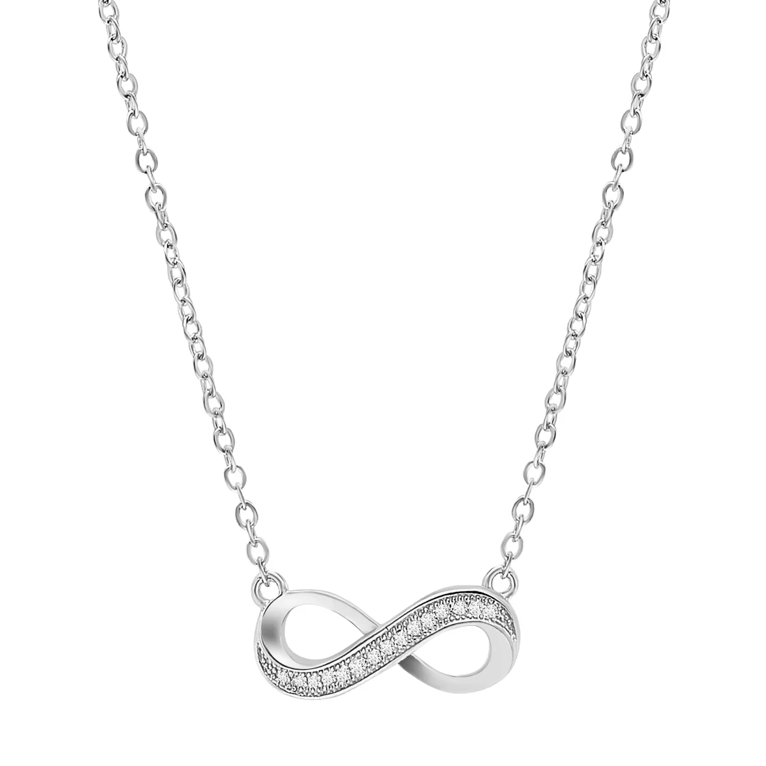 Infinity Rhodium Plated 925 Sterling Silver Necklace - Image 5