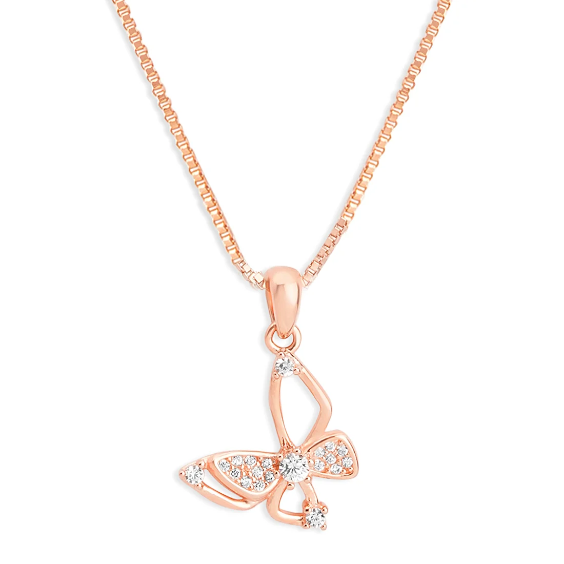 Graceful Flutter Rose Gold Plated 925 Sterling Silver Butterfly Pendant - Image 5