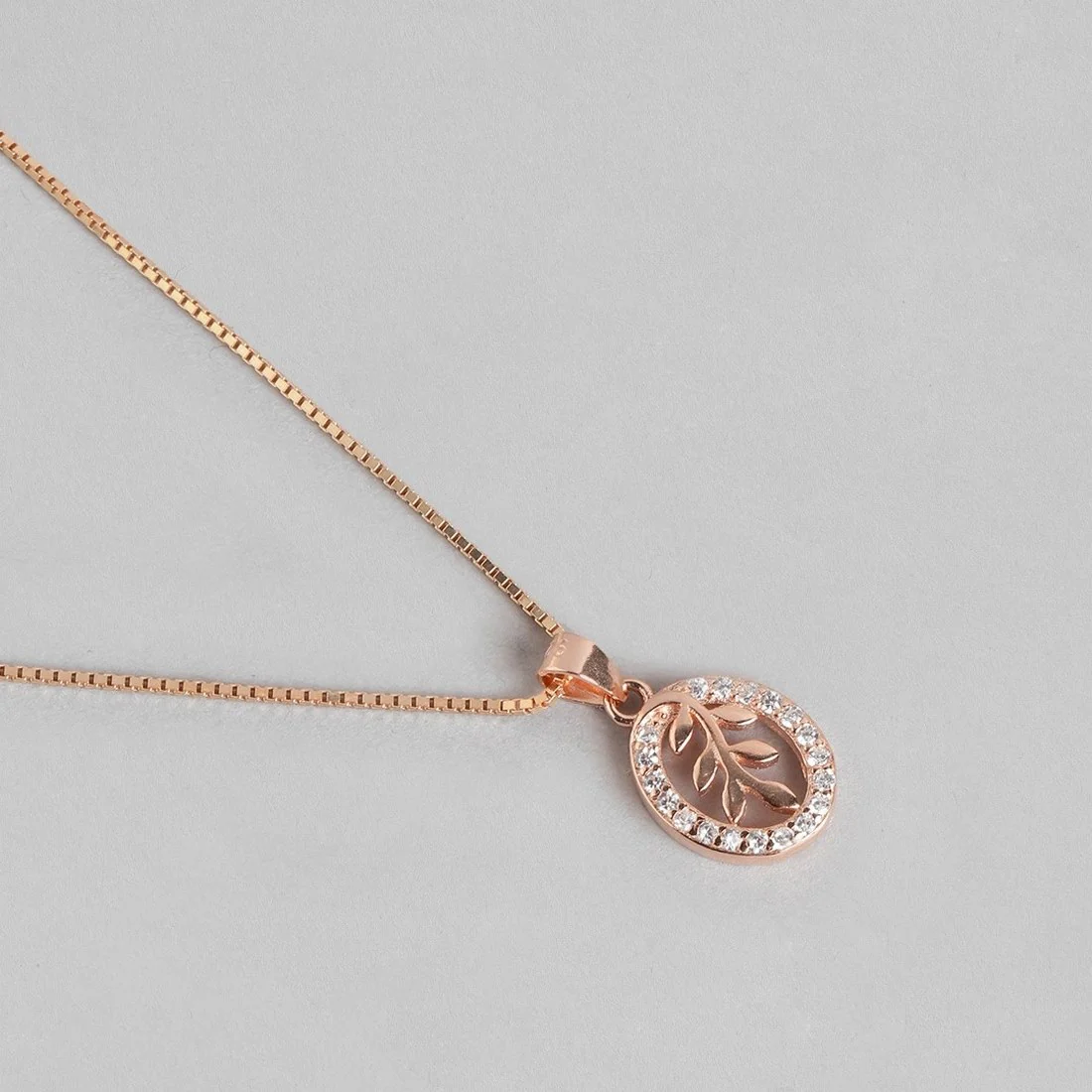 Graceful Leaf CZ Rose gold Plated 925 Sterling Silver Jewelry Set - Image 8