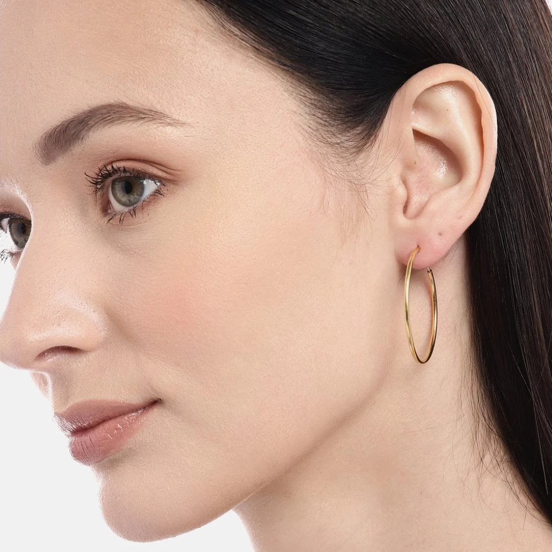 Great golden Hoops 925 Sterling Silver Earrings - Image 2