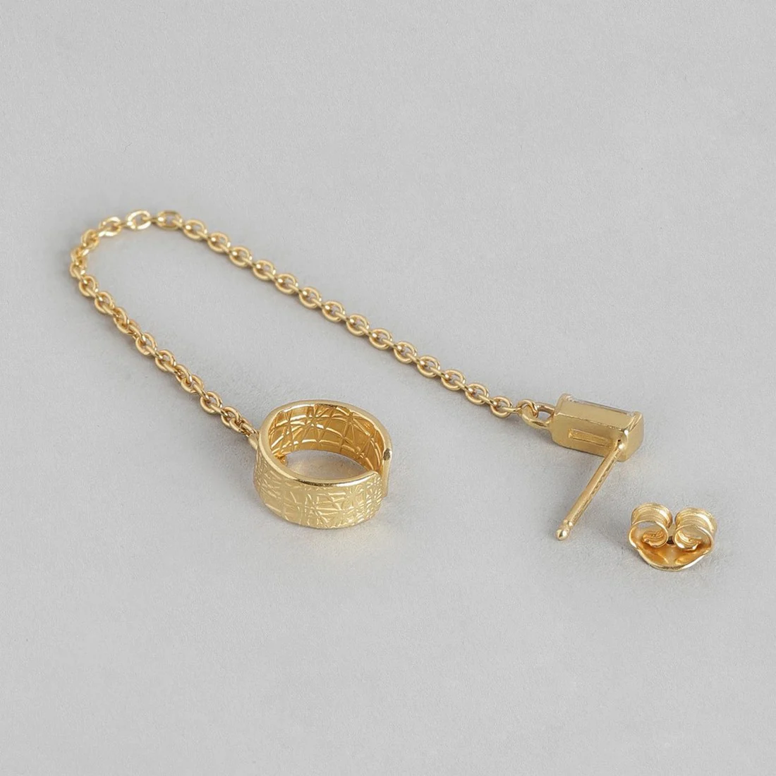 Hanging CZ Gold Plated 925 Sterling Silver Two Way Earrings - Image 5