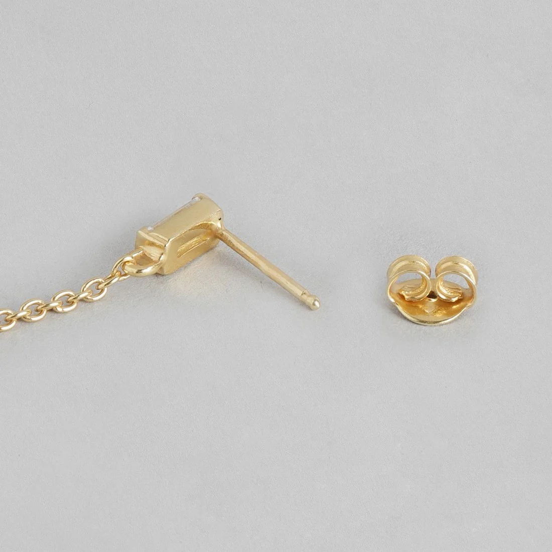 Hanging CZ Gold Plated 925 Sterling Silver Two Way Earrings - Image 8