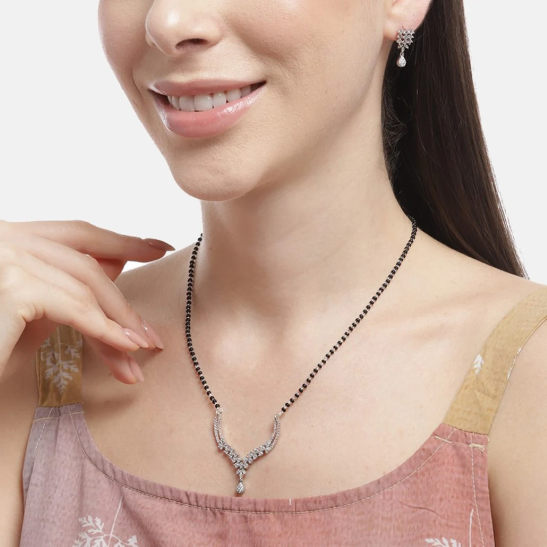 Harmony in Duality Dual Tone CZ 925 Sterling Silver Combo Mangalsutra - Image 3