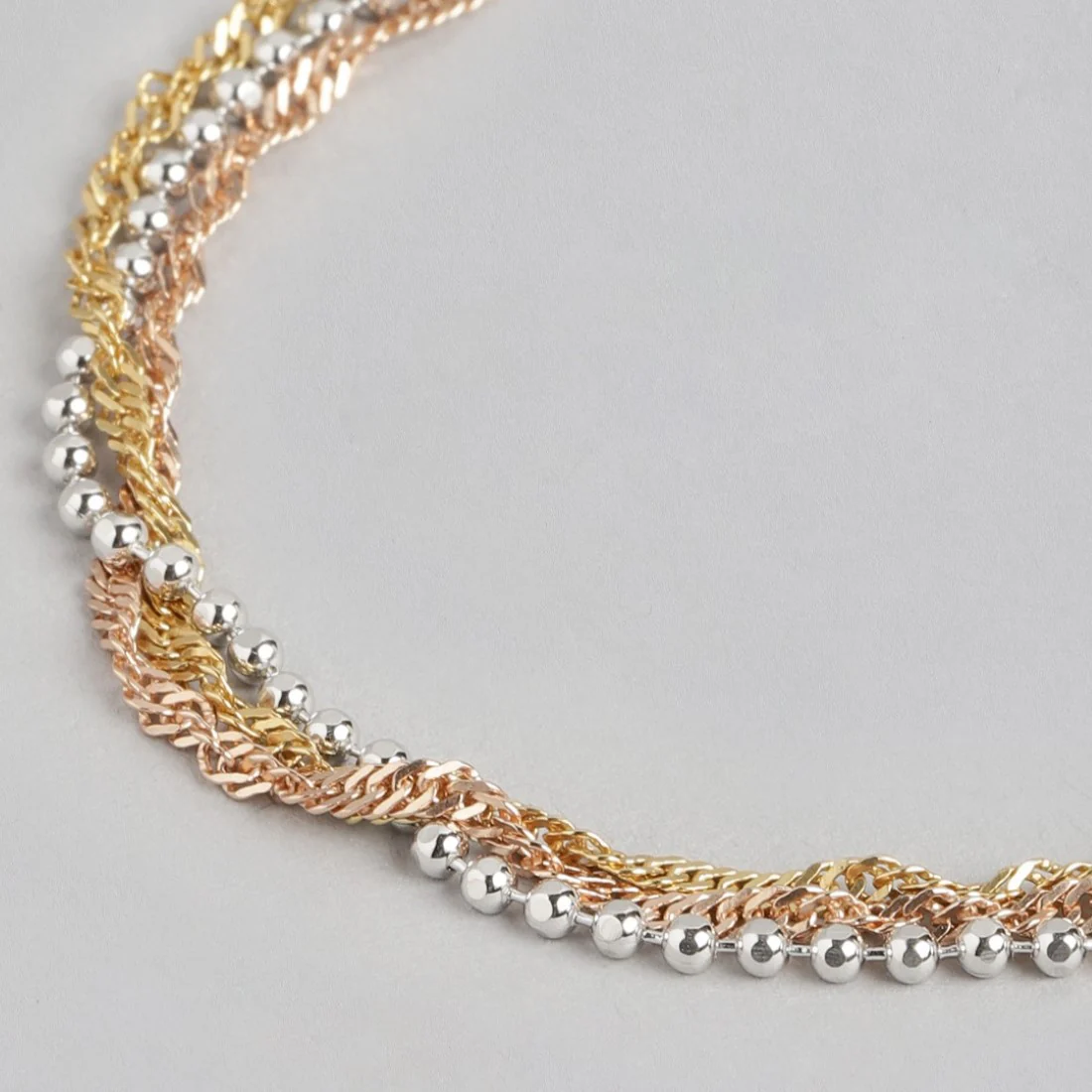 Harmony in Triads Triple Tone Plated 925 Sterling Silver Bracelet - Image 5