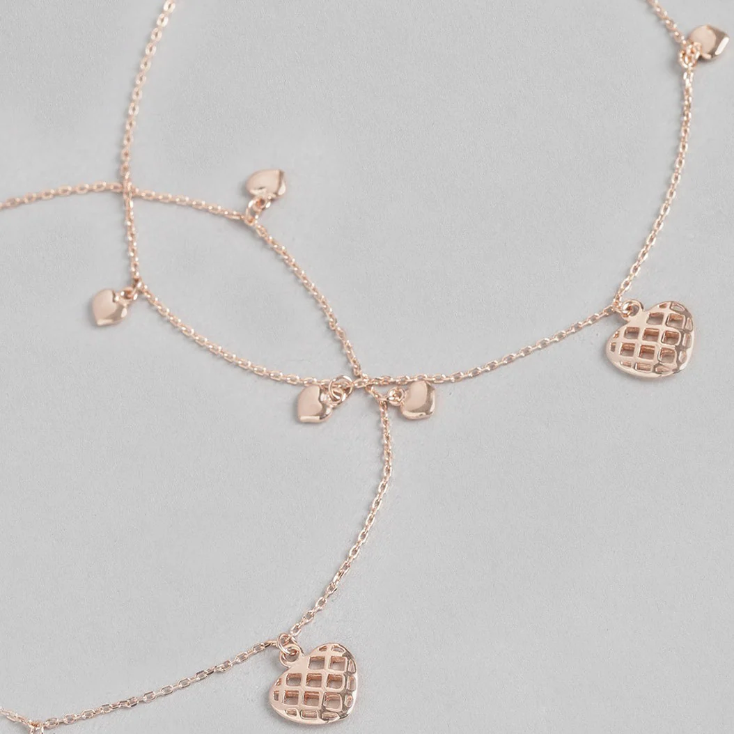 Heart Charm Rose Gold Plated 925 Sterling Silver Anklet - Image 8